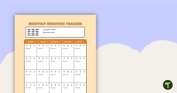 Image of Monthly Behavior Tracker