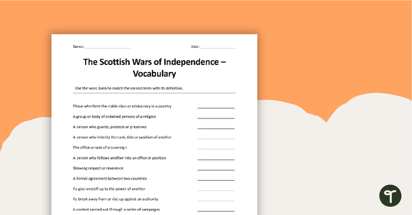 Scottish Wars of Independence Vocabulary teaching resource