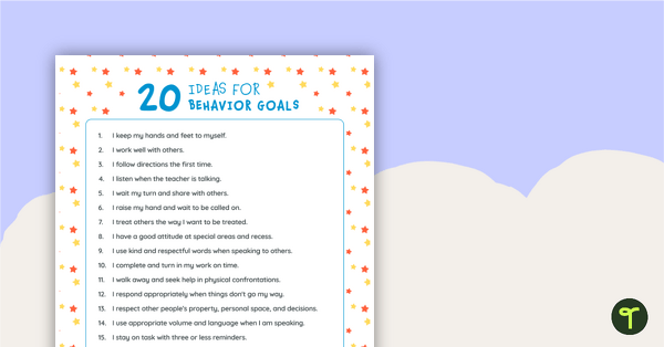 Preview image for Sample Behavior Goals - teaching resource