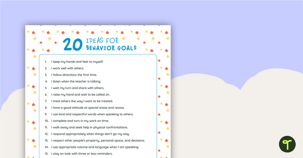 Go to Sample Behavior Goals teaching resource