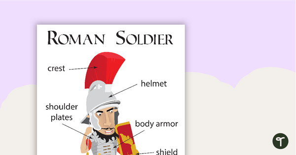 Roman Soldier with Labels Worksheet teaching resource