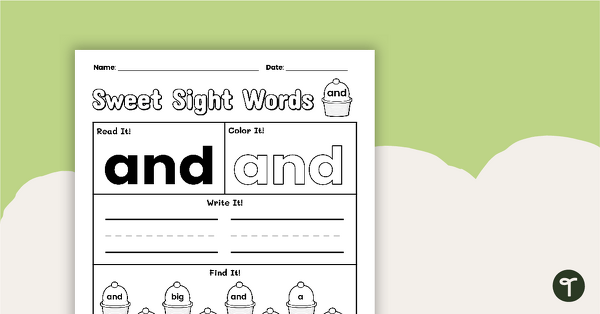 Go to Sweet Sight Words Worksheet - AND teaching resource