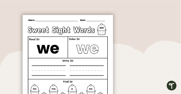 Sweet Sight Words Worksheet - WE | Teach Starter