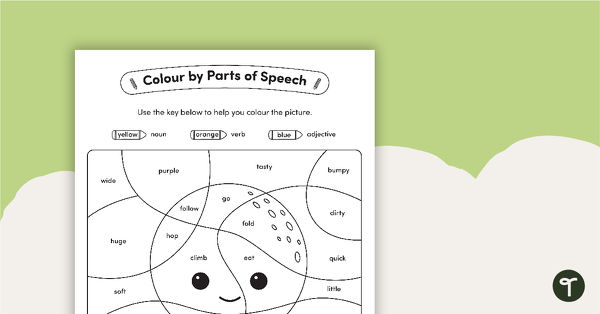 colour by parts of speech nouns verbs adjectives adverbs frog teach starter