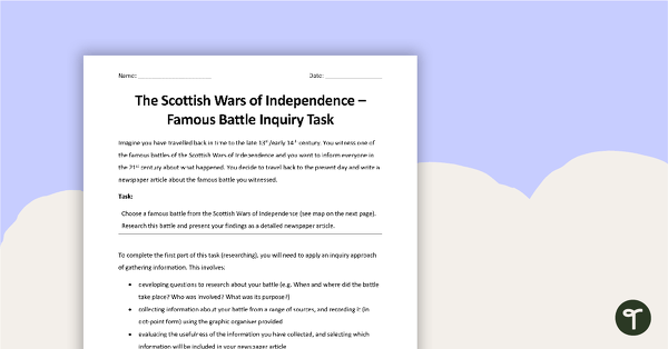 Scottish Wars of Independence Inquiry Task teaching resource