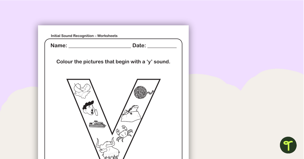Letter Sounds Worksheet – Lowercase y teaching resource