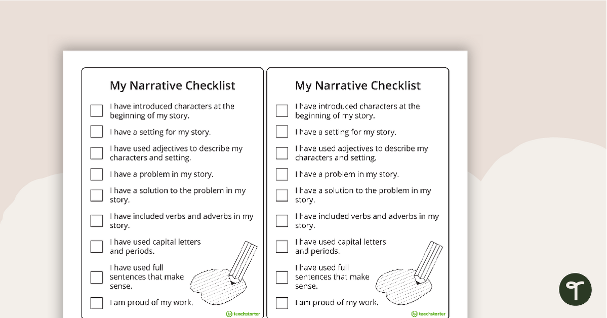 Narrative Writing Checklist (Simplified Version) teaching resource