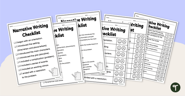 Image of Narrative Writing Checklist (Simplified Version)