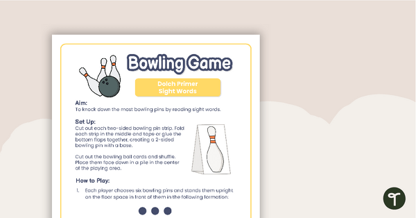Bowling Game - Dolch Primer Sight Words teaching resource