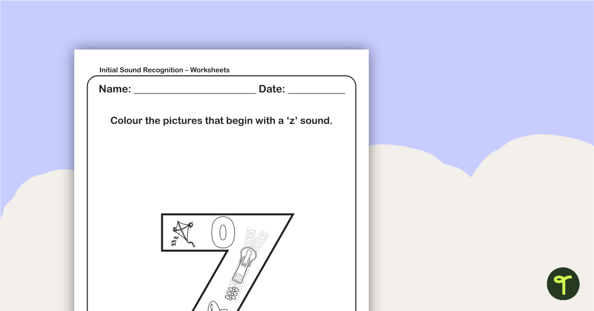 Letter Sounds Worksheet – Lowercase z teaching resource