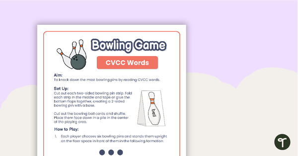 Bowling Game - CVCC Words teaching resource