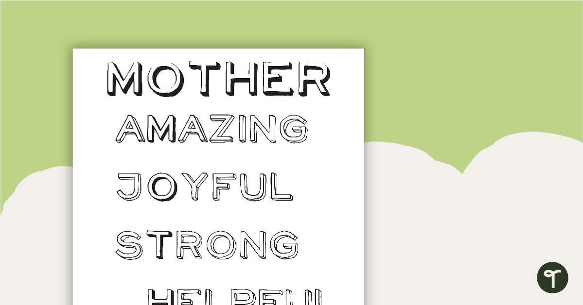 Mother's Day Acrostic Poem Worksheets Teach Starter