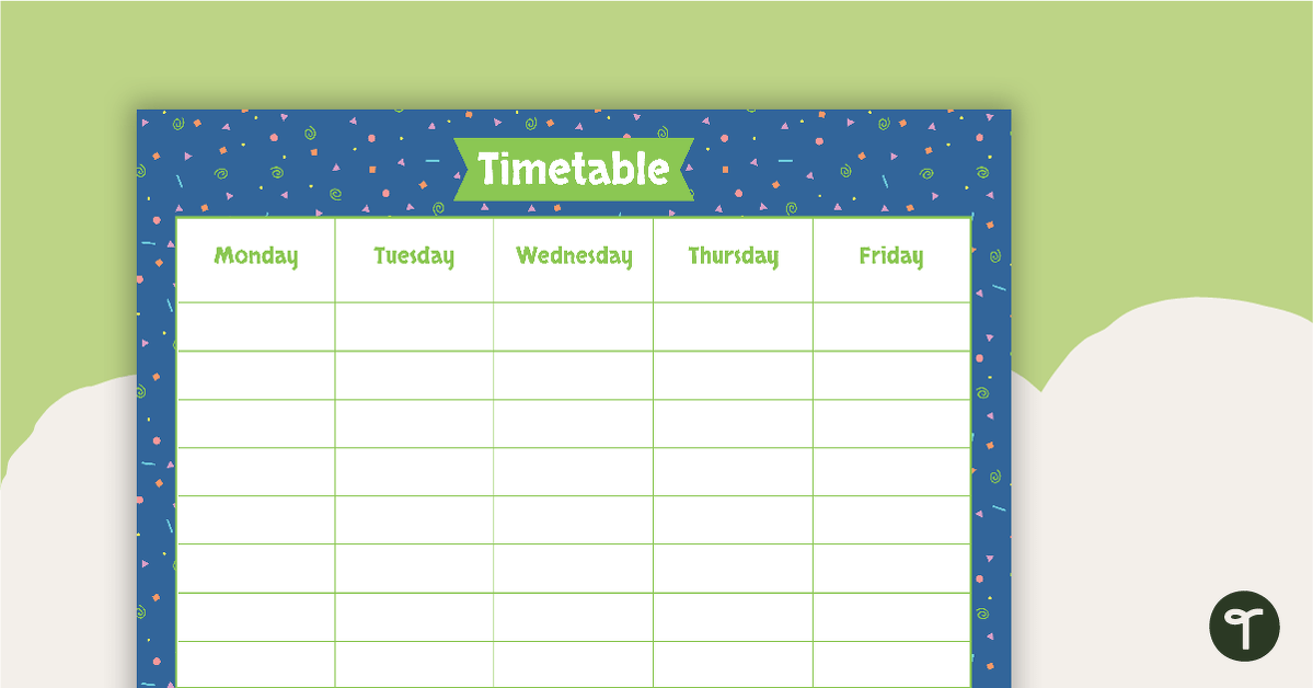 Squiggles Pattern - Weekly Timetable teaching resource