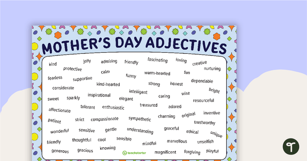 Mother's Day Adjectives Poster teaching resource