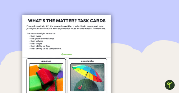 Preview image for What's the Matter? Task Cards - teaching resource