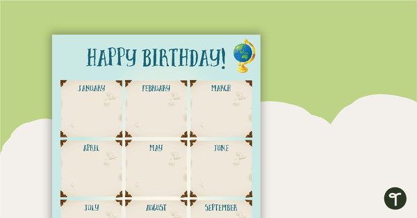 Travel Around the World - Birthday Chart teaching resource