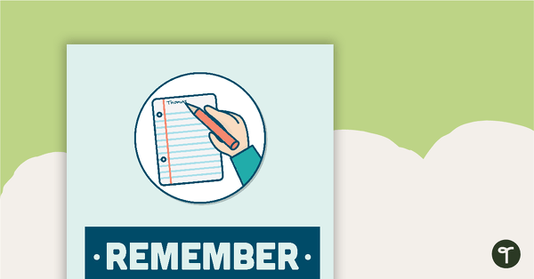 Go to Remember to Write Your Name Poster teaching resource