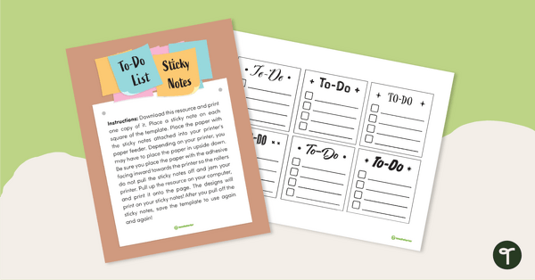 Sticky Notes Template – To-Do Lists teaching resource