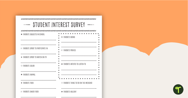 Student Interest Survey - Upper Grades teaching resource
