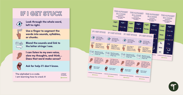 Go to Science of Reading Decoding Strategy Bookmarks and Poster teaching resource