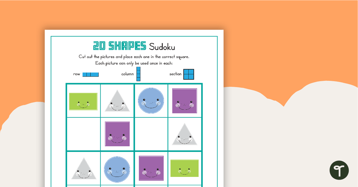 3 x Picture Sudoku Puzzles - 2D Shapes teaching resource