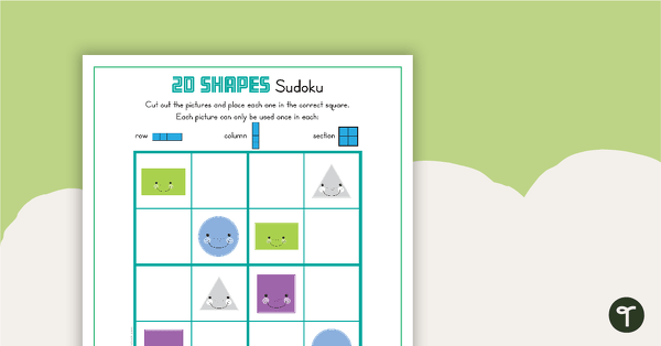 3 x Picture Sudoku Puzzles - 2D Shapes teaching resource
