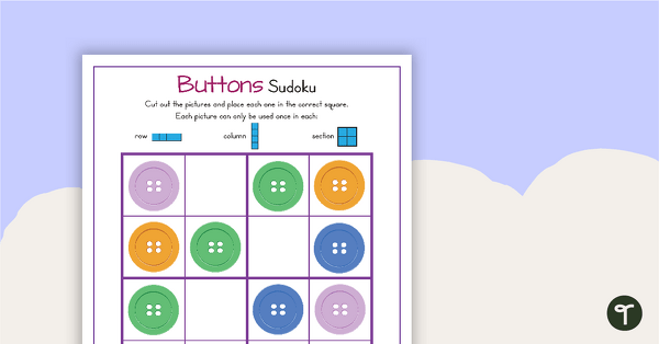 3 x Picture Sudoku Puzzles - Buttons teaching resource