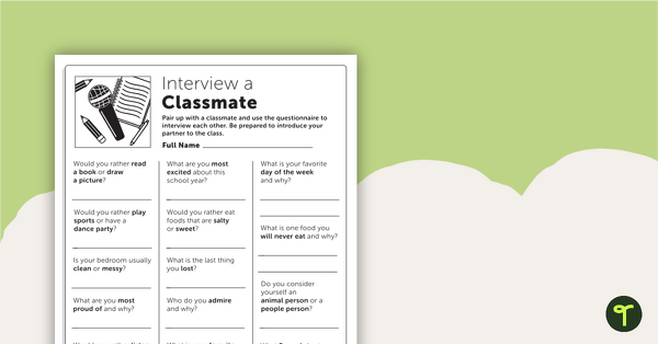 Interview a Classmate teaching resource