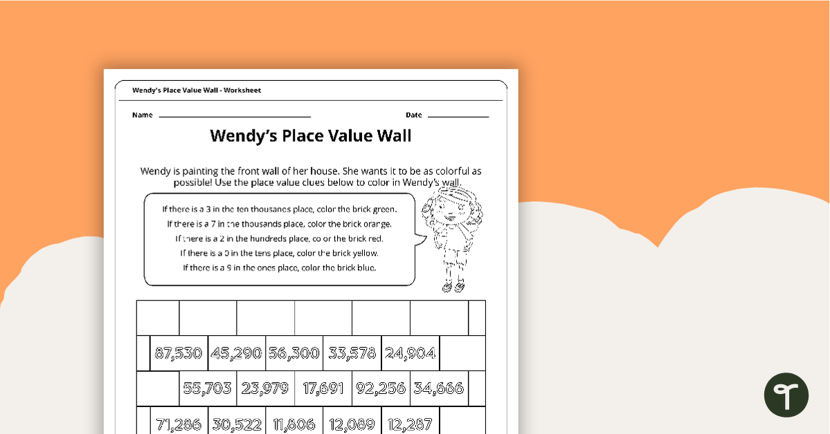 Wendy's Place Value Wall Worksheet teaching resource