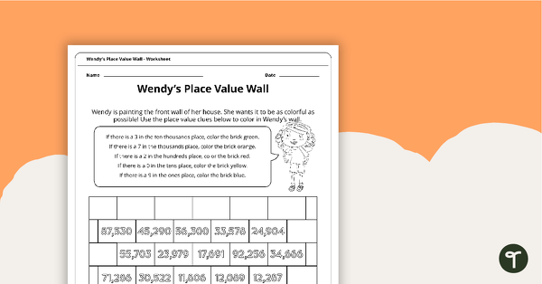 Preview image for Wendy's Place Value Wall Worksheet - teaching resource
