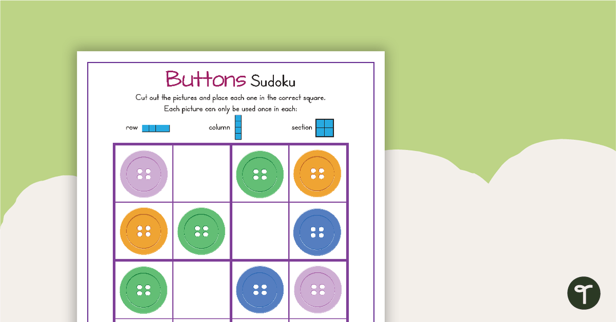 公关eview image for 3 x Picture Sudoku Puzzles - Buttons - teaching resource