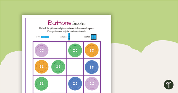 Go to 3 x Picture Sudoku Puzzles - Buttons teaching resource