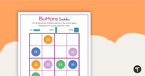 3 x Picture Sudoku Puzzles - Buttons teaching resource