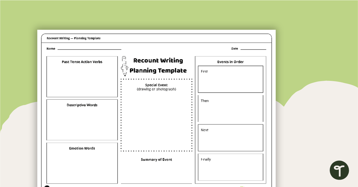 Personal Recount Planning Template teaching resource