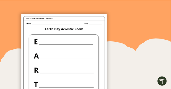 Image of Earth Day Acrostic Poem - Template