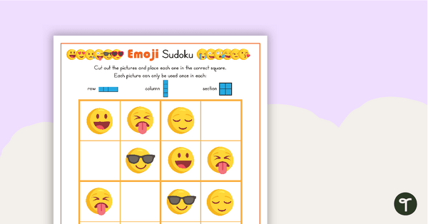 3 x Picture Sudoku Puzzles - Emojis teaching resource