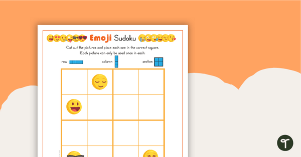3 x Picture Sudoku Puzzles - Emojis teaching resource