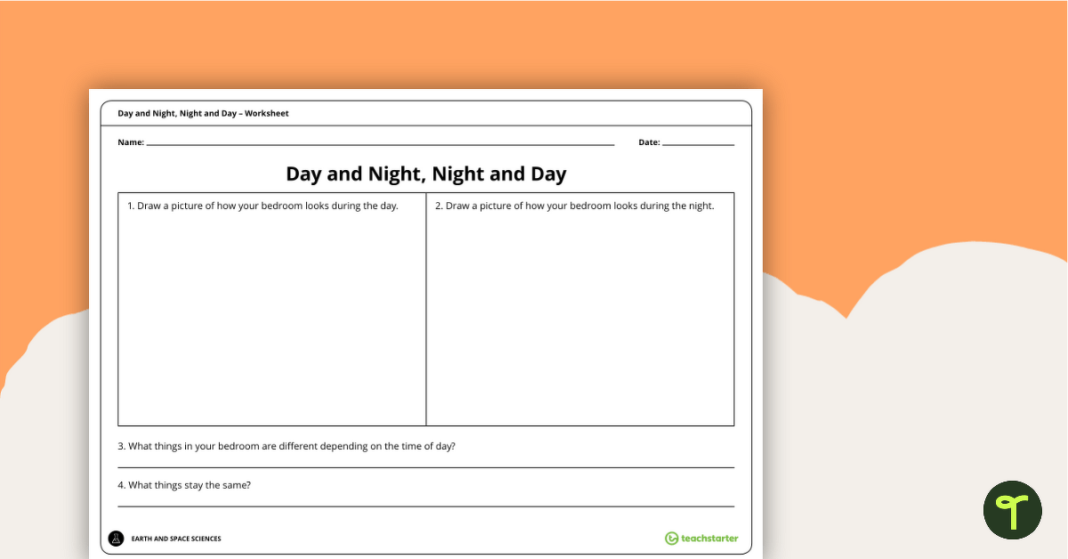 Day and Night, Night and Day Worksheet teaching resource