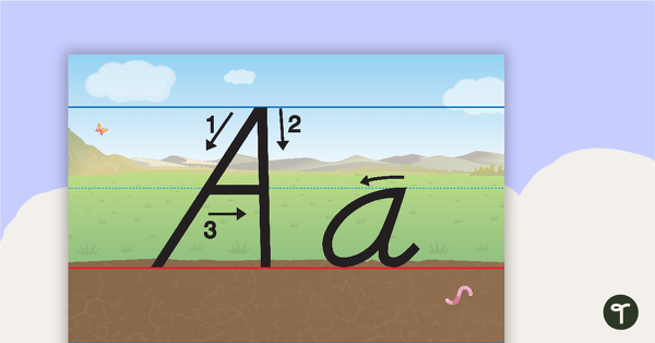 Go to Handwriting Posters - Dirt, Grass and Sky Background With Arrows teaching resource