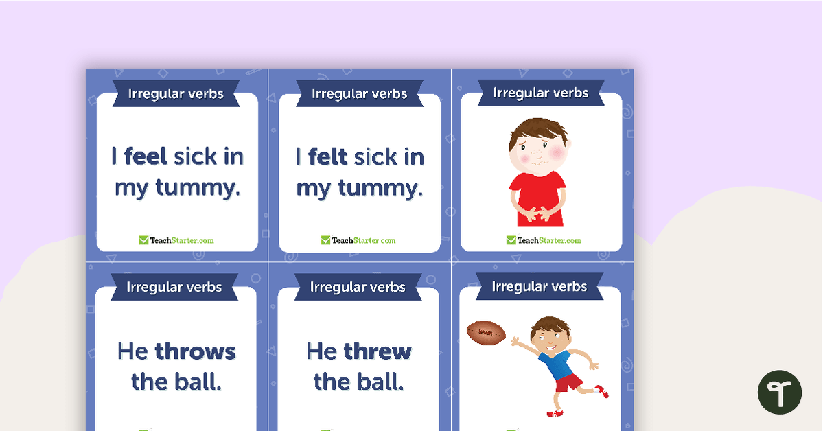 Simple Present and Past Tense Match-Up Cards (Irregular Verbs) teaching resource