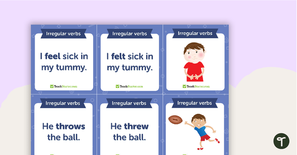Go to Simple Present and Past Tense Match-Up Cards (Irregular Verbs) teaching resource