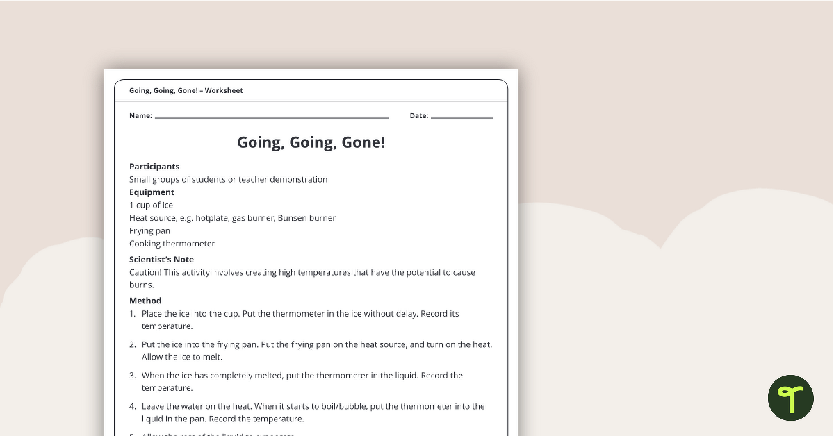 Going, Going, Gone! - Worksheet teaching resource