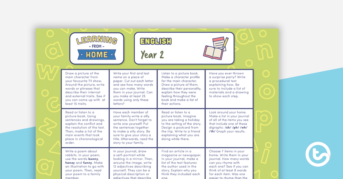 Preview image for Year 2 – Week 2 Learning from Home Activity Grids - teaching resource