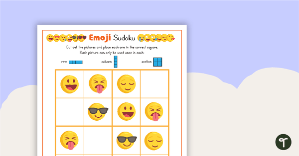 Go to 3 x Picture Sudoku Puzzles - Emojis teaching resource