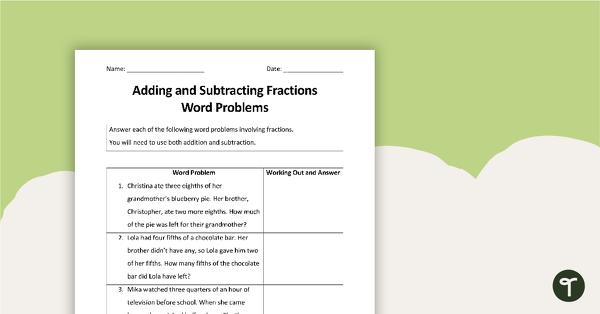 Adding and Subtracting Fractions Worksheets teaching resource