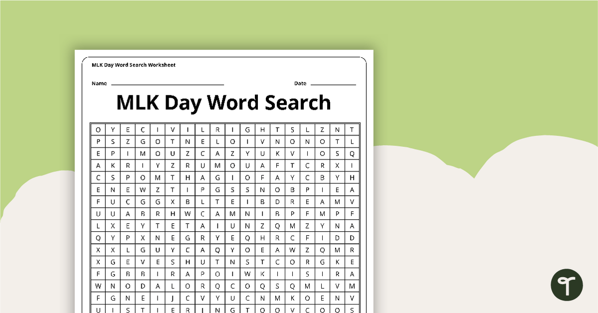 MLK Day Word Search Teach Starter