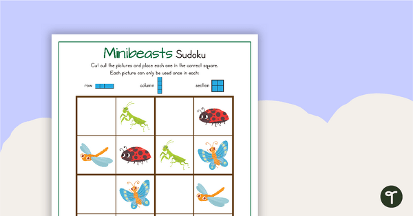 Go to 3 x Picture Sudoku Puzzles - Minibeasts teaching resource