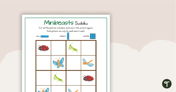 3 x Picture Sudoku Puzzles - Minibeasts teaching resource