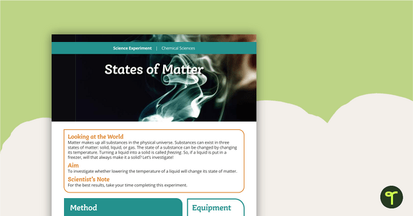 Science Experiment – States of Matter teaching resource