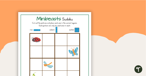 3 x Picture Sudoku Puzzles - Minibeasts teaching resource